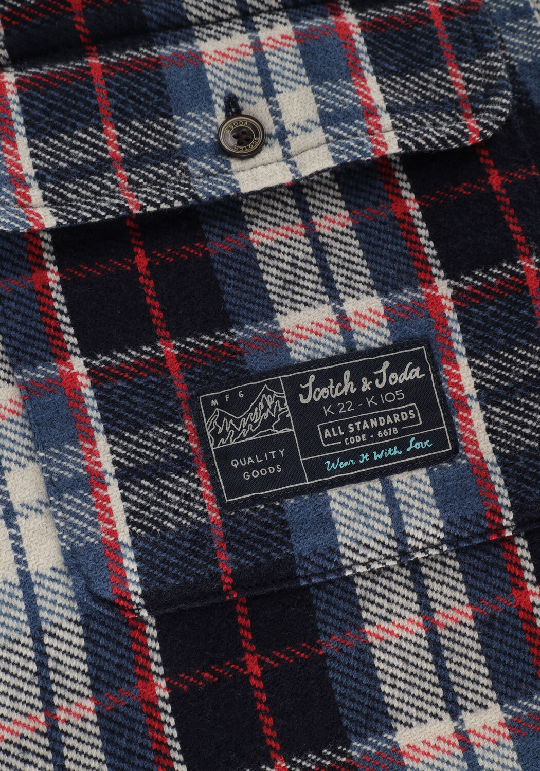 Blaue SCOTCH & SODA Casual-Oberhemd REGULAR FIT MID-WEIGHT BRUSHED FLANNEL CHECK SHIRT - large