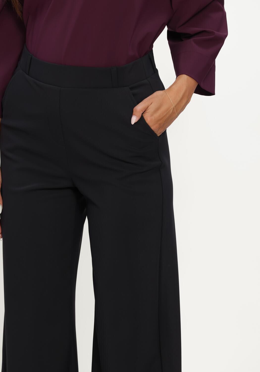 Schwarze STUDIO ANNELOES Weite Hose Lexie winter bonded trousers - large