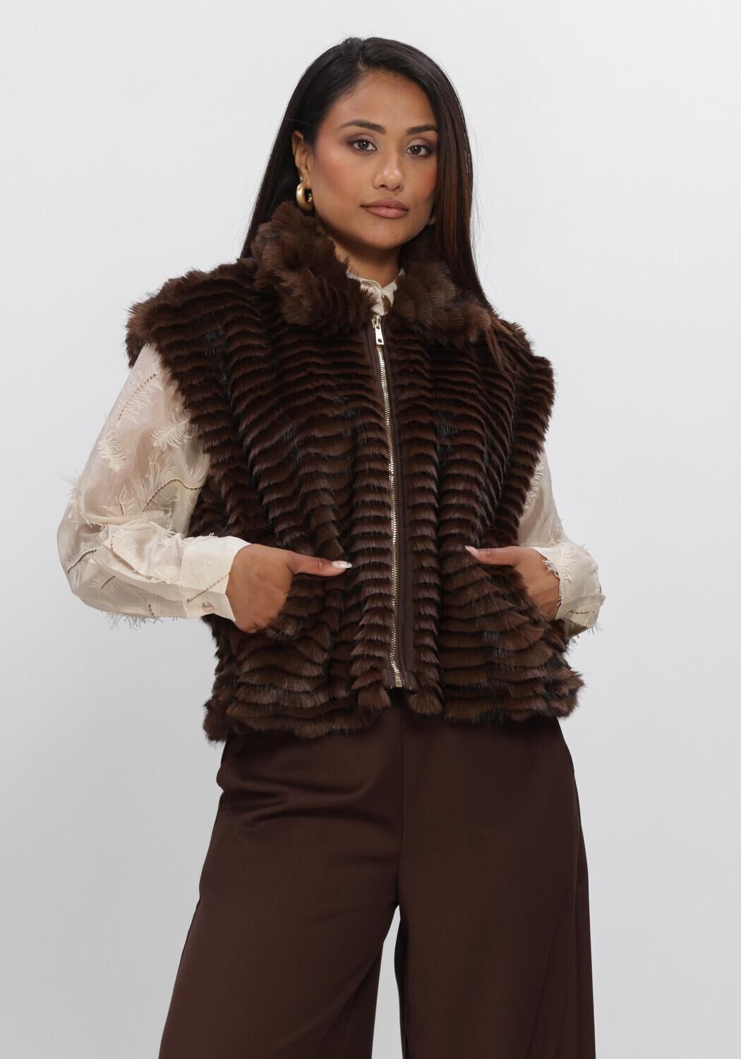 Braune NUKUS Gilet HARRIET GILET ZIPPER - large