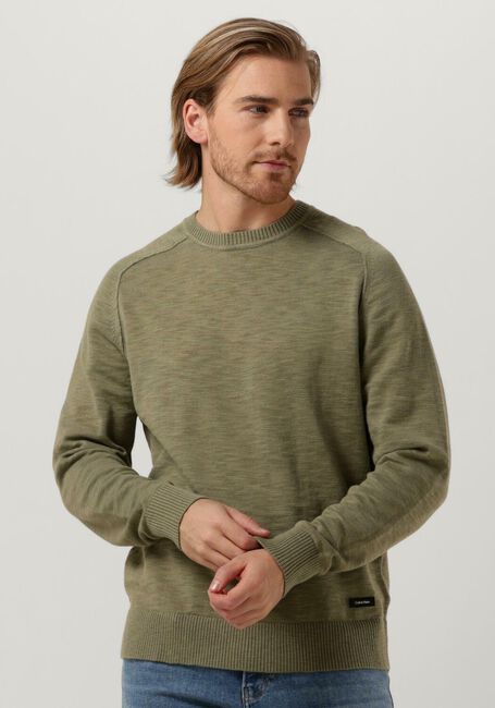 Khaki CALVIN KLEIN Pullover SLUB TEXTURE SWEATER - large