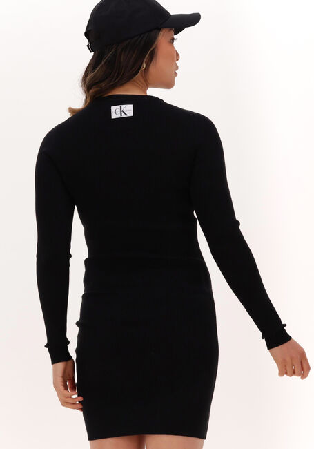 Schwarze CALVIN KLEIN Minikleid BADGE KNITTED SLEEVES DRESS - large