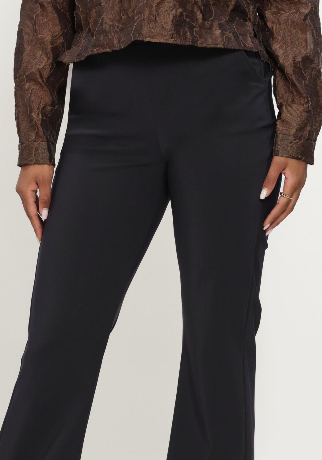 Schwarze STUDIO ANNELOES Schlaghose Flair LONG bonded trousers - large