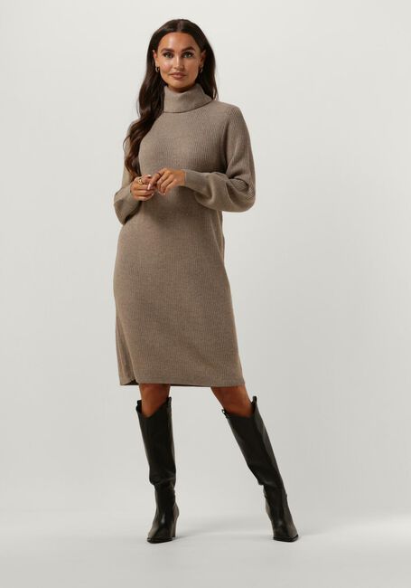 Beige OBJECT Midikleid OBJMALENA L/S ROLLNECK DRESS NOOS - large