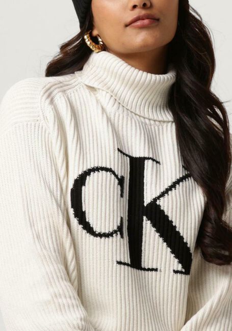 Nicht-gerade weiss CALVIN KLEIN Rollkragenpullover BLOWN UP CK LOOSE SWEATER - large