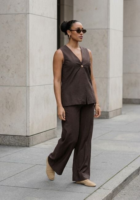 Braune OBJECT Weite Hose OBJISLA YUI HW WIDE PANTS - large