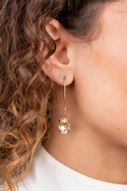 Goldfarbig LOTT. GIOIELLI Ohrringe OVAL STRASS PENDANT S - large