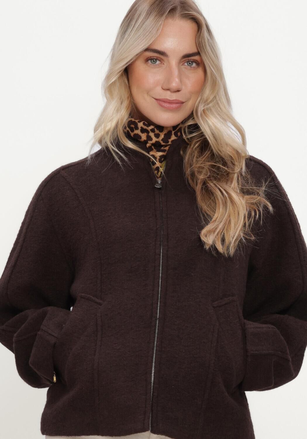 Braune SELECTED WOMEN Jack SLWJACQUELINE WOOL BLEND - large
