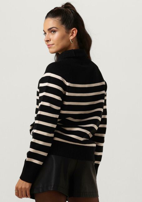 Schwarze NOTRE-V Rollkragenpullover STRIPE KNIT SWEATER - large