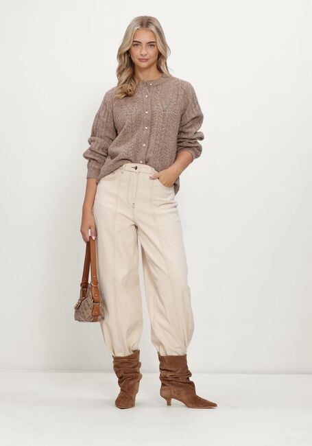 Taupe OBJECT Pullover OBJFLORA RE LS KNIT BUTTON CARDIGAN NOOS - large
