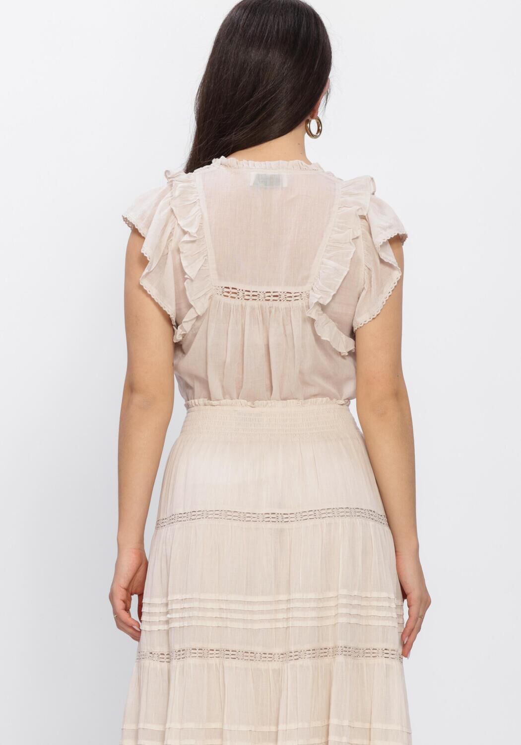 Beige NEO NOIR Tops & T-shirts JAYLA S VOILE TOP - large