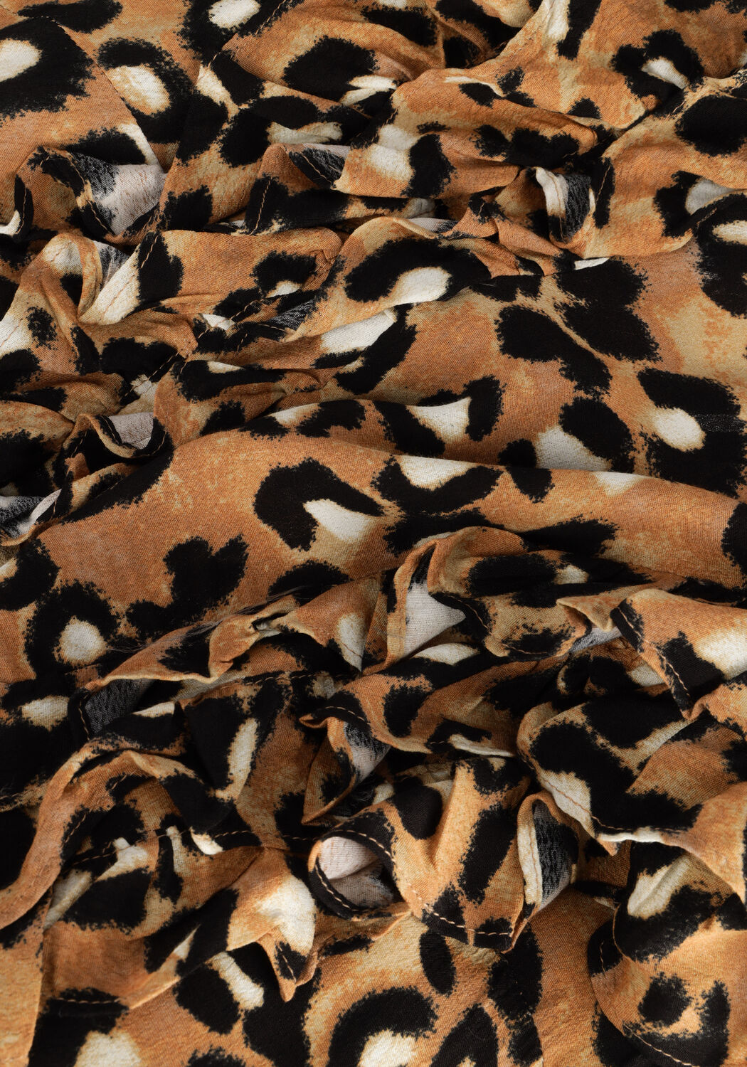 Braune COLOURFUL REBEL Blusen BINA LEOPARD BOHO RUFFLE BLOUSE - large