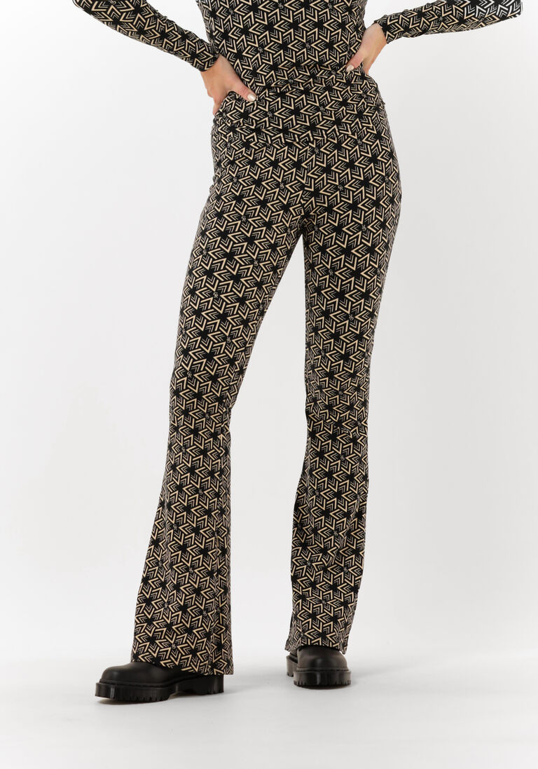 schwarze colourful rebel schlaghose cr geometric peached flare pants