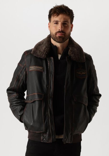Braune PME LEGEND Jack FLIGHT JACKET SNOWPROP SHEEP VEG RUBB-OFF - large