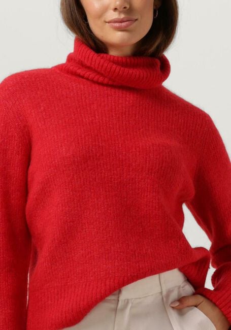 Rote SELECTED FEMME Rollkragenpullover SLFSIA RAS LS KNIT ROLLNECK - large