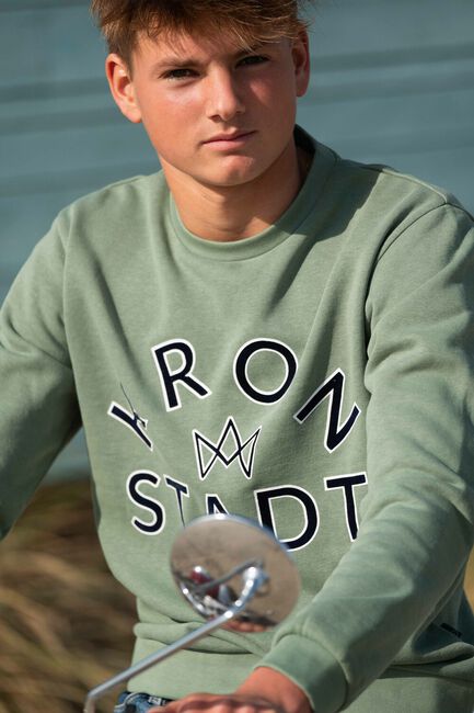 Grüne KRONSTADT Sweatshirt LARS ORGANIC/RECYCLED FLOCK PRINT CREW - large