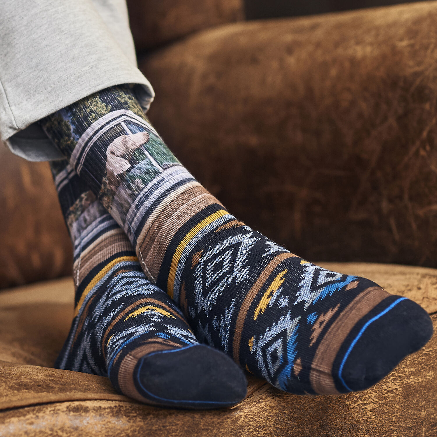 Blaue XPOOOS Socken DOG IN CAR - large