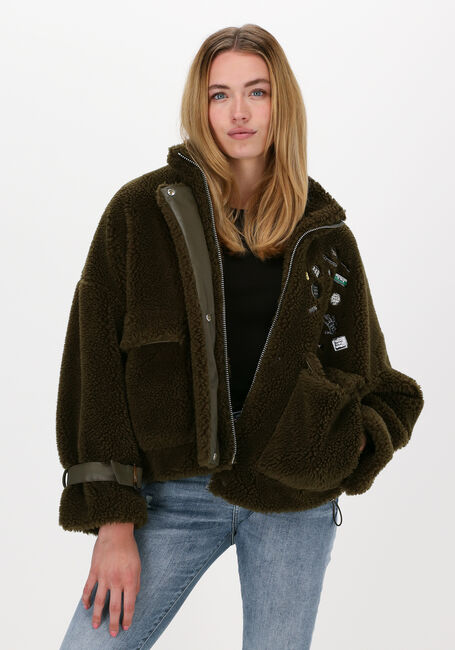 Grüne GOOSECRAFT Teddy-Jacke GC LOLA PINS COAT - large