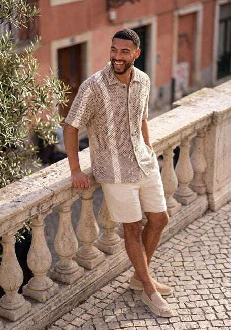 Beige PROFUOMO Polo-Shirt POLO SS BUTTON TH - large