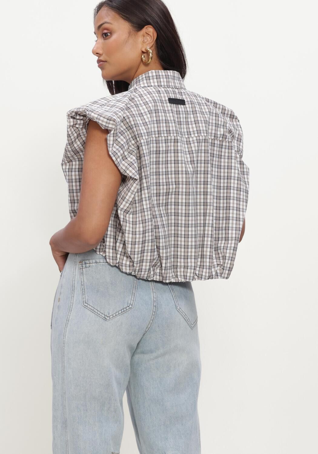 Nicht-gerade weiss HAUTE L'AMITI&Eacute; Top DINNIE NS MINI CHECK SHIRT - large