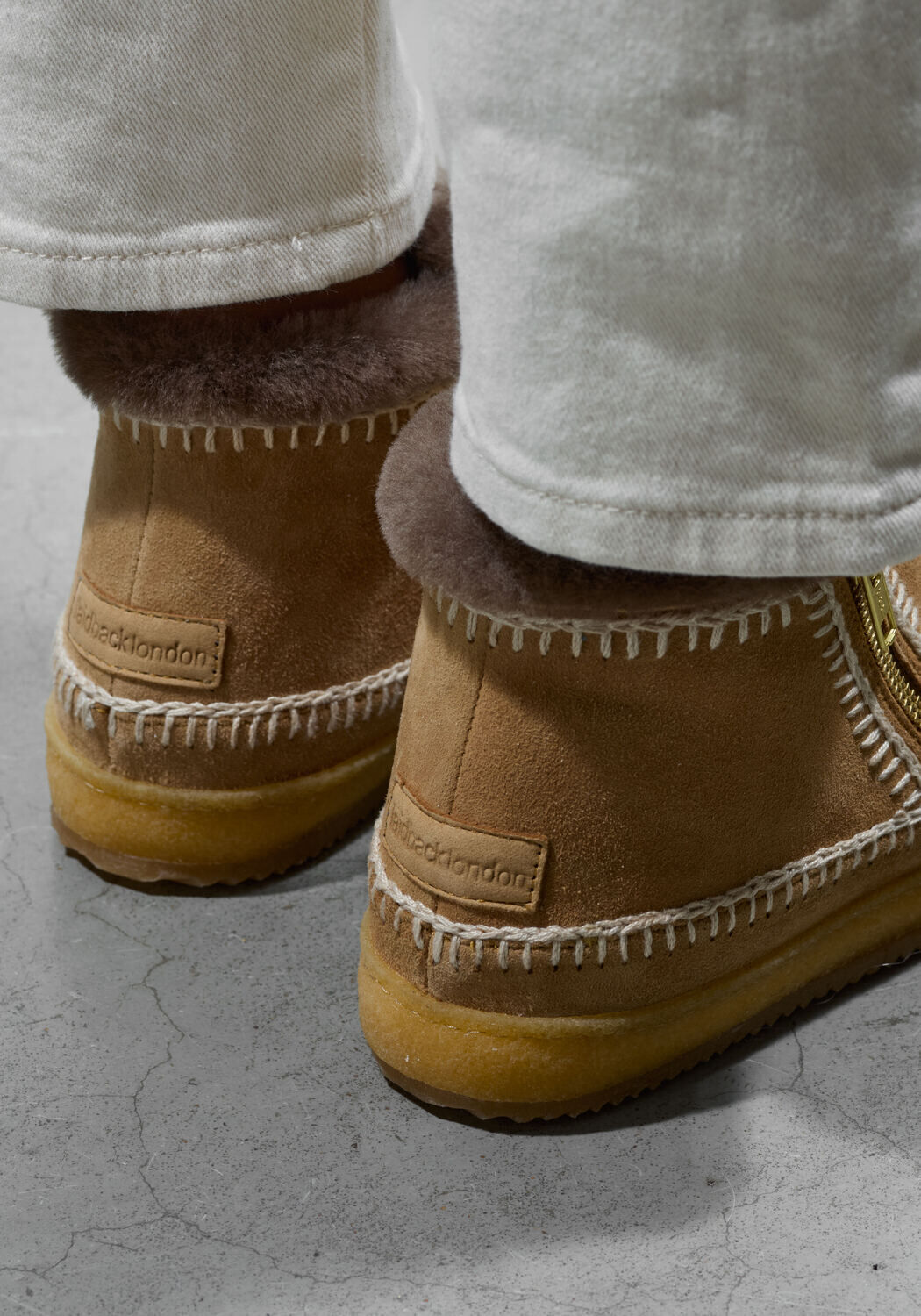 Cognacfarbene LAIDBACKLONDON Winterstiefel SETSU LOW CROCHET - large