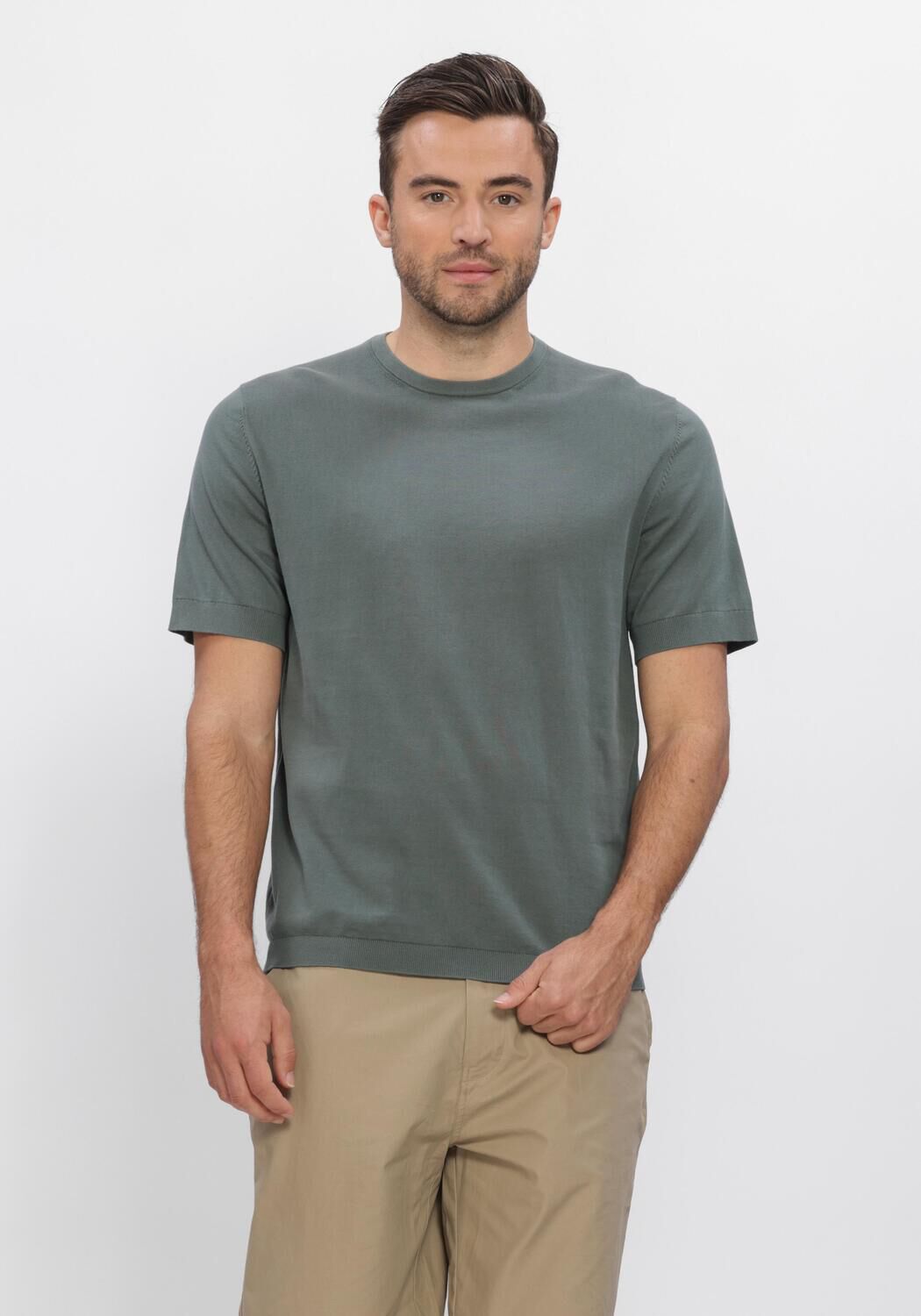 Gr&uuml;ne SELECTED MEN Polos & T-Shirts SLHTORINO SS KNIT CREW NECK  NOOS - large