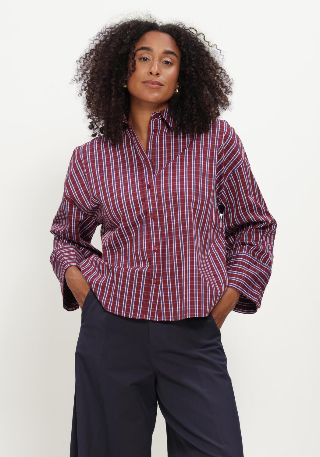 Rote CO'COUTURE Blusen RENEECC CHECK CUFF SHIRT - large