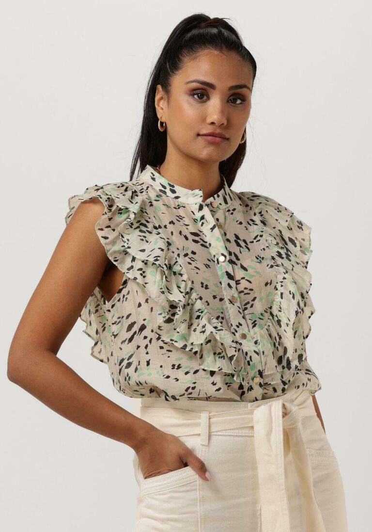 minze summum top blouse green spot print sleeveless