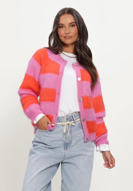 Rosane TWNS Strickjacke STRIPED BUTTONED ROUND NECK LONG-SLEEVE CARDIGAN - large