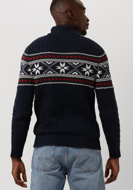 Blaue SELECTED HOMME Rollkragenpullover SLHFLAKE LS KNIT CABLE HIGH NE - large