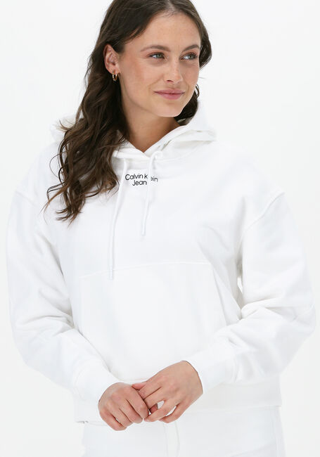 Weiße CALVIN KLEIN Sweatshirt STACKED LOGO HOODIE - large