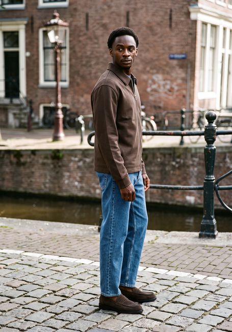 Braune SELECTED MEN Sweatshirt SLHTOM SOFT FULL ZIP SWEAT NOOS - large