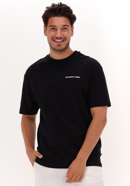 Schwarze COLOURFUL REBEL T-shirt SUNSET BACK PRINT BASIC TEE - large