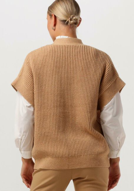 Camelfarbene RUBY TUESDAY Strickjacke VLINN SLEEVELESS CARDIGAN W PACHED POCKETS - large