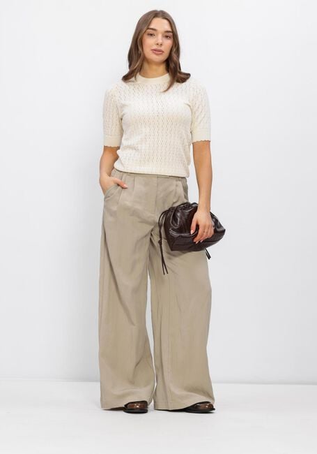 Ecru OBJECT Pullover OBJFLAUNY S/S RE KNIT TOP - large