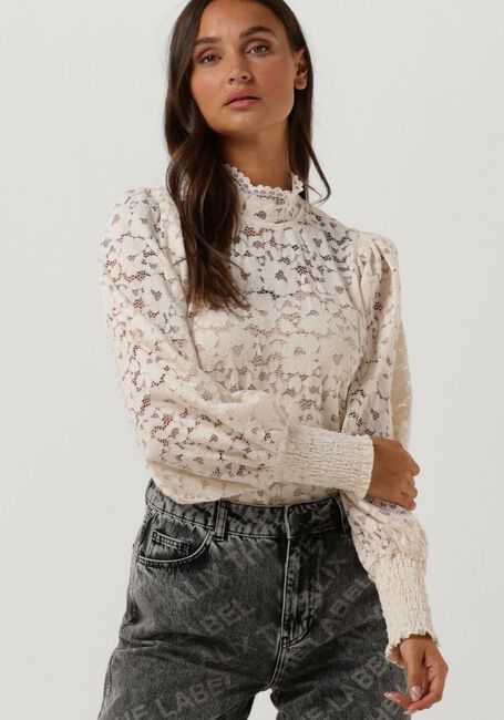 Ecru ALIX THE LABEL Blusen LADIES KNITTED STRETCH LACE TOP - large