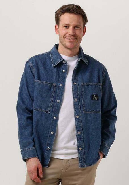 Blaue CALVIN KLEIN Jeansjacke RELAXED LINEAR DENIM SHIRT - large