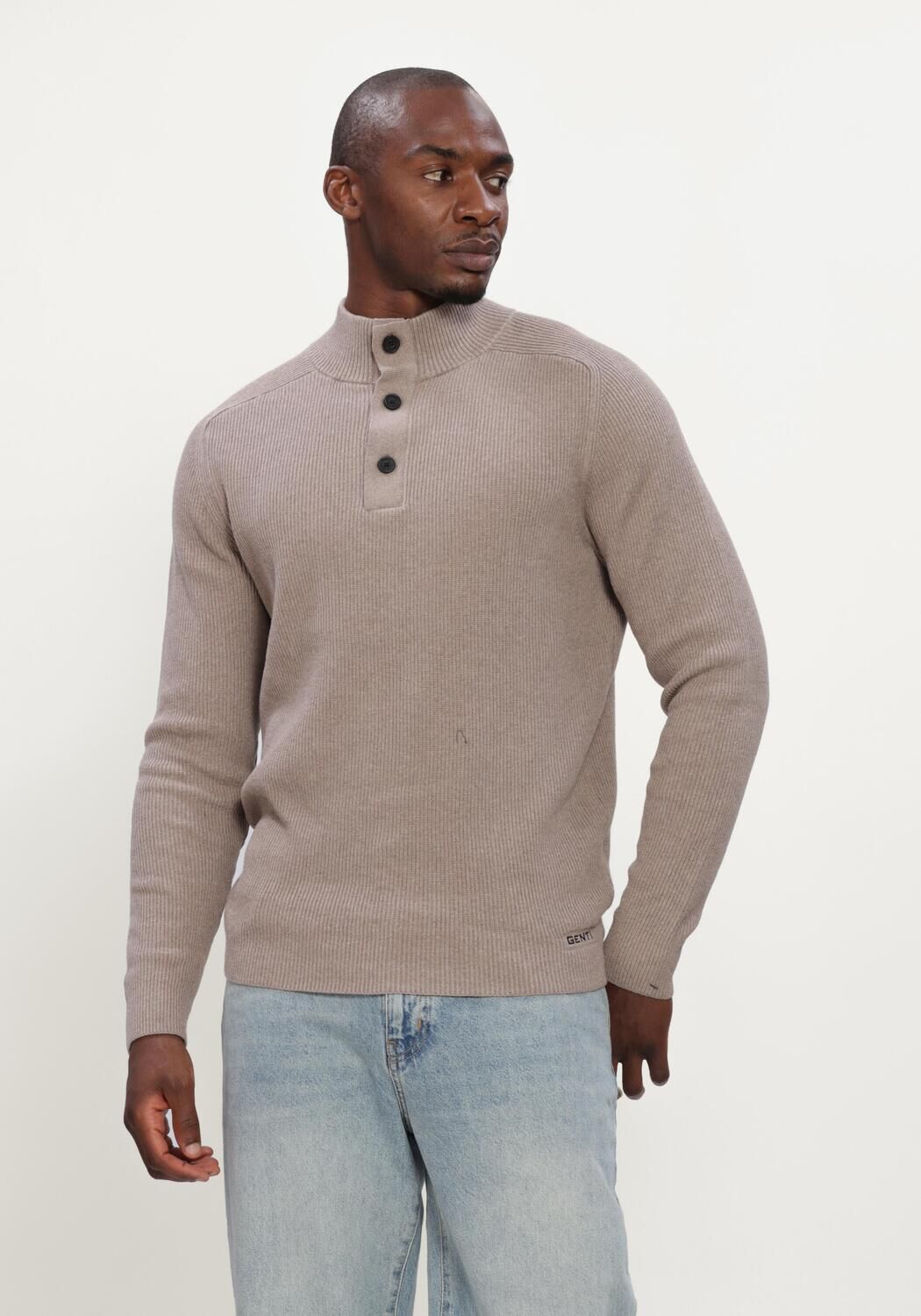 Beige GENTI Pullover TURTLE BUTTON LS - large