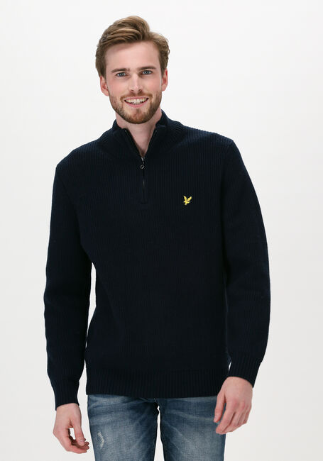 Dunkelblau LYLE & SCOTT Pullover RIBBED 1/4 ZIP JUMPER - large