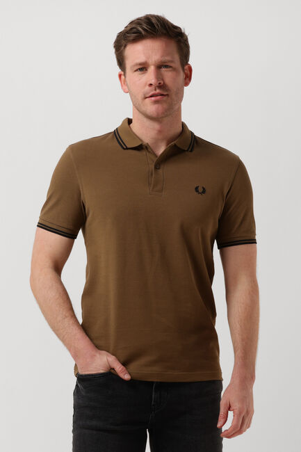 Camelfarbene FRED PERRY Polo-Shirt TWIN TIPPED FRED PERRY SHIRT - large