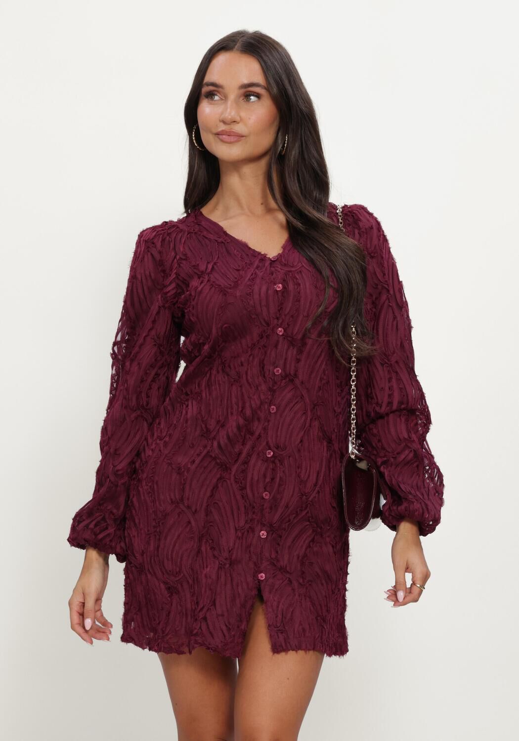 Bordeaux OBJECT Minikleid OBJLUCIE LUKA L/S RE DRESS 147 DIV - large