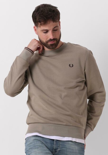 Olive FRED PERRY Pullover CREW NECK SWEATSHIRT - large