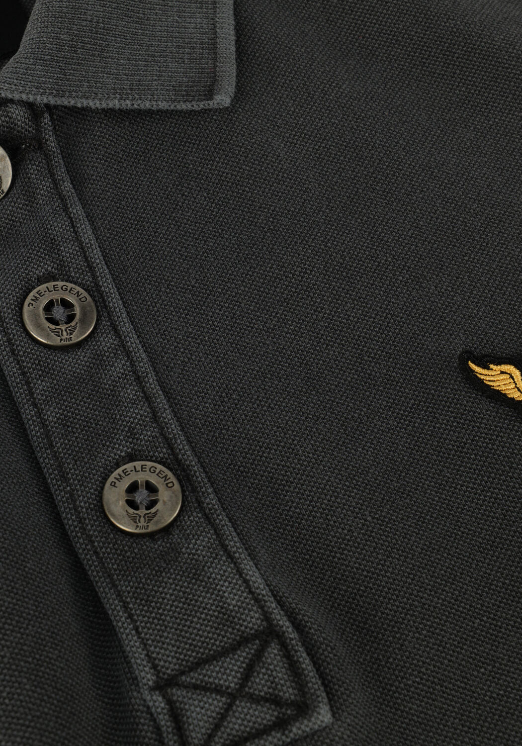 Dunkelgrau PME LEGEND Polo-Shirt LONG SLEEVE POLO PIQUE GARMENT DYE - large