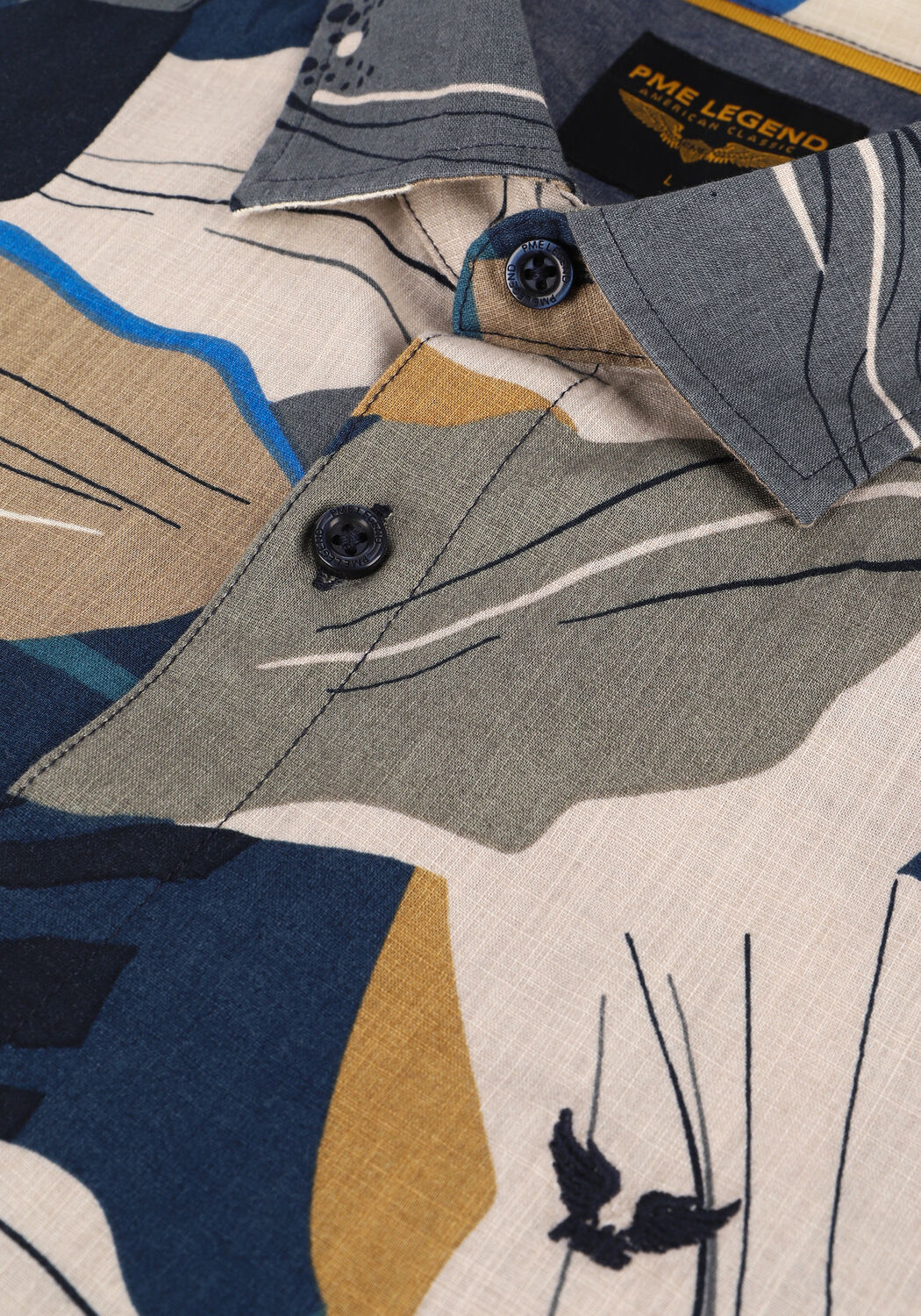 Mehrfarbige/Bunte PME LEGEND Casual-Oberhemd SHORT SLEEVE SHIRT PRINT ON CTN SLUB - large