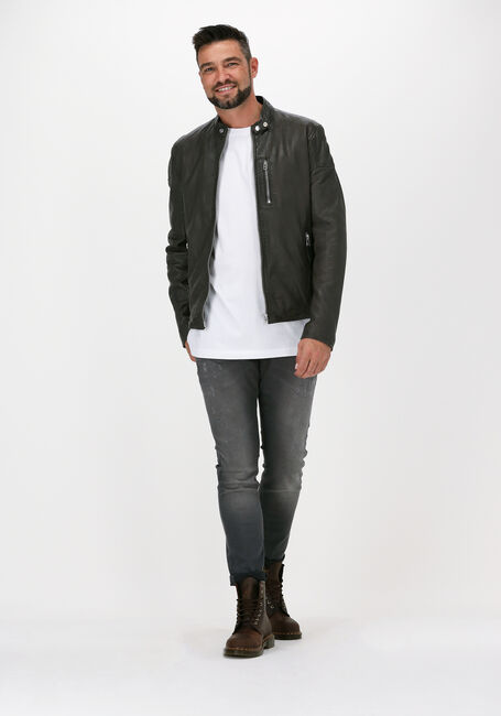 Grüne GOOSECRAFT Lederjack GC GALWAY BIKER - large