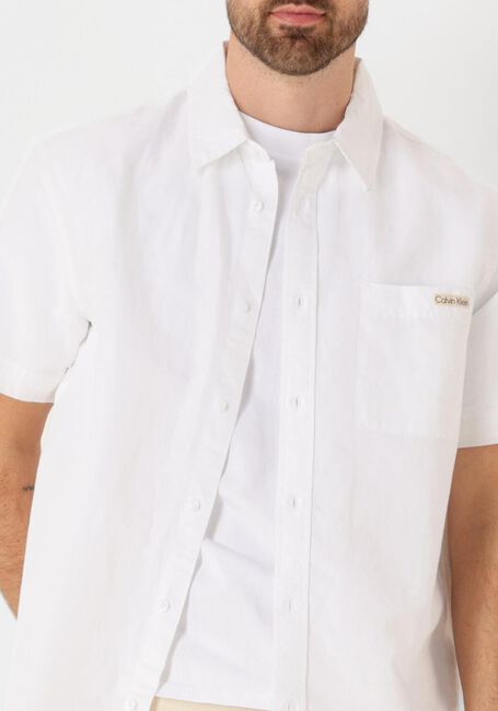 Weiße CALVIN KLEIN Casual-Oberhemd LINEN COTTON S/S SHIRT - large