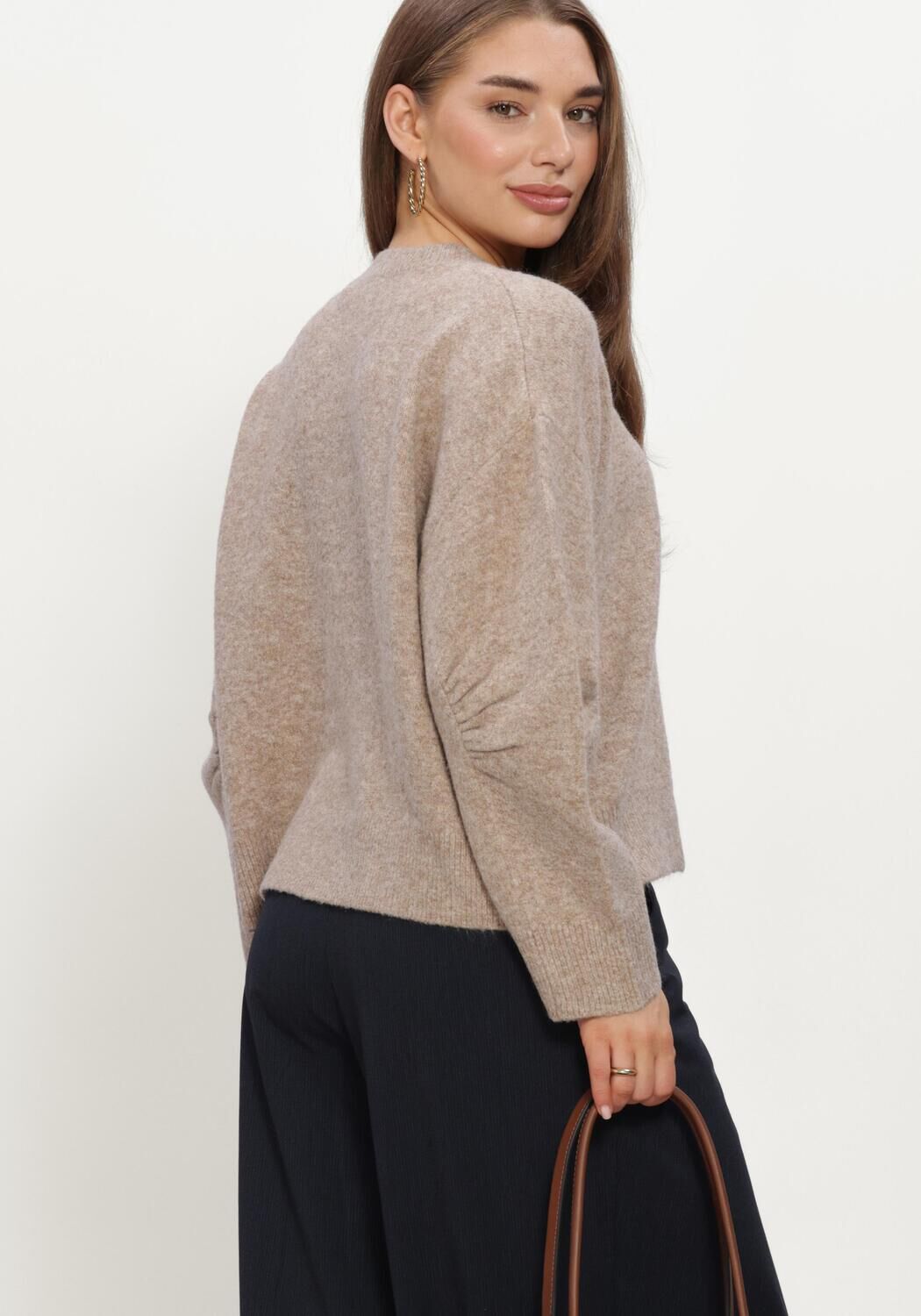 Beige SUMMUM Pullover BOXY SWEATER WOOL ELASTANE BLEND KNIT - large