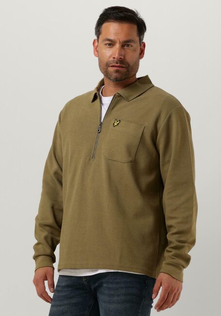 Olive LYLE & SCOTT Sweatshirt CREST TEXTURED QUARTER ZIP - large