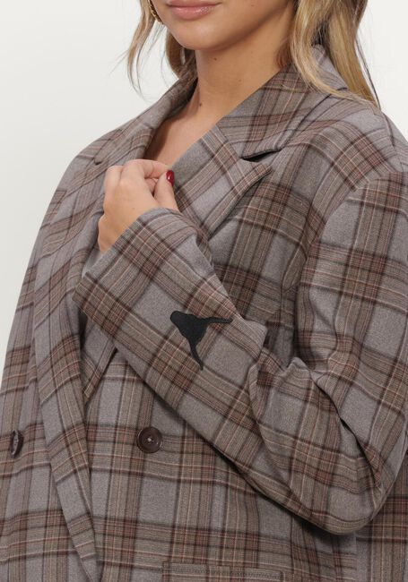 Braune ALIX THE LABEL Blazers LADIES WOVEN CROPPED CHECK BLAZER - large