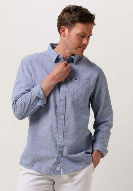 Blaue TOMMY JEANS Casual-Oberhemd TJM REG LINEN BLEND SHIRT - large