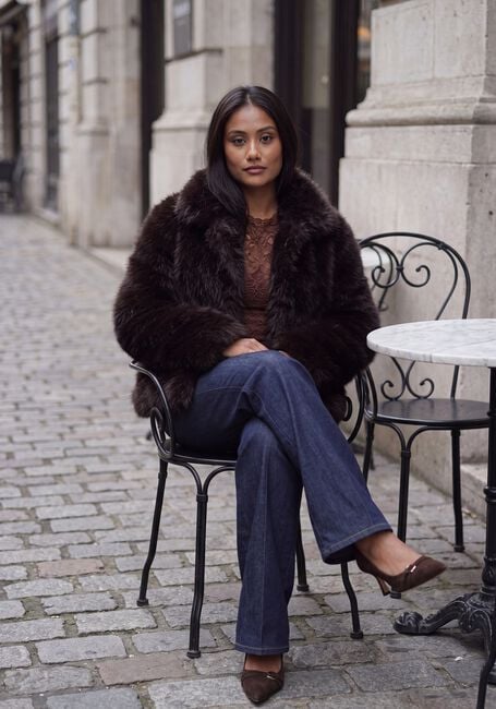Braune SILVIAN HEACH Fake-Fur-Jack FURCOAT UNINAT - large